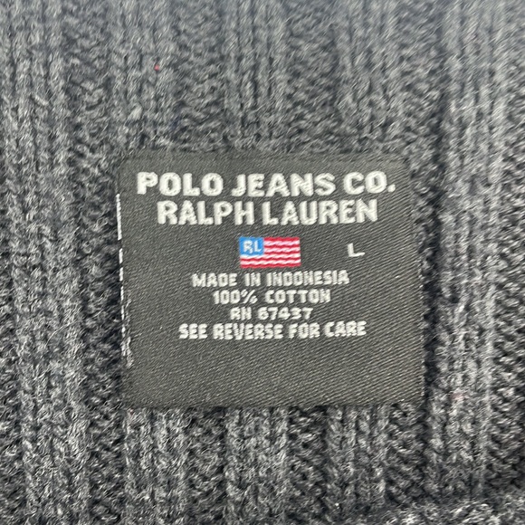 Ralph Lauren Navy Ribbed Sweater with American Flag Patch - Picture 3 of 6